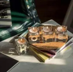 おしゃれ❣️キャンドルホルダー キューブクリスタル 4個セット【HOPE】