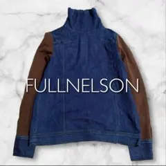 フルネルソン ハーフジップシャツ 長袖 デニム切替 スタンドカラー 個性派
