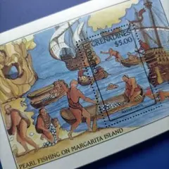 5247 外国切手 グレナディーン 1987年 真珠漁 マルガリータ島