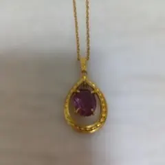 ヴィンテージ ドロップモチーフ ネックレス パープル