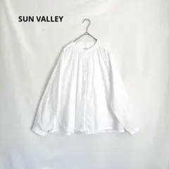 SUN VALLEY サンバレー 製品染めバンドカラーギャザー ブラウス 綿のサムネイル