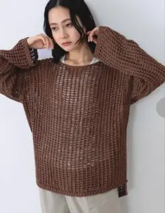 【新品】Demi-LuxeBEAMSメッシュドロップショルダープルオーバーニット