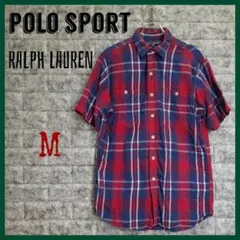 90'sビンテージ【ラルフローレン・POLO SPORT】半袖チェックシャツ・M