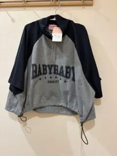 ☆新品 rabyraby ラグラン ジッププルオーバー 150㎝　グレー☆のサムネイル