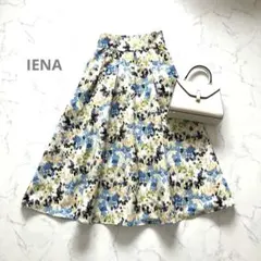 美品✨IENA イエナ かすれフラワー　ギャザースカート　水彩画　ボリューム