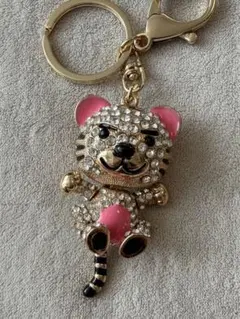 トラのクリスタルキーホルダー クリスタル風 キラキラ