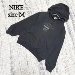 【NIKE】ナイキ パーカー ブラック M フード 刺繍 ポケット 長袖　黒
