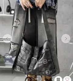 WEGO ベルトデザインBIGショルダー　ブラック
