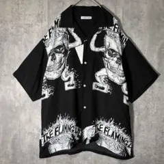 完売品 FLAGSTUFF flaming lips レーヨン シャツ 開襟 黒のサムネイル