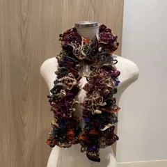 多色 フリル ミセス レトロ y2k 透かし編み ニットマフラー ストール