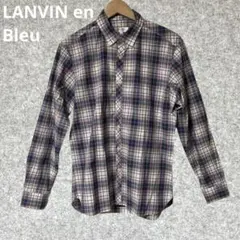 LANVIN en Bleu ネイビーとピンクのチェック柄長袖シャツのサムネイル