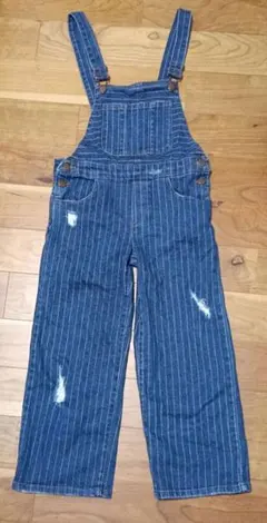 ZARA 　ザラ　ストライプ　デニム　オーバーオール ダメージ　キッズ　140