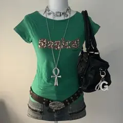 レア✨Glitz y2k スカル 刺繍 Tシャツ 平成ギャル マクブリング 黒