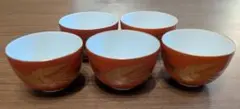 【5点セット】たち吉 湯呑み 湯のみ 朱色 レトロ 新品 まとめ売り