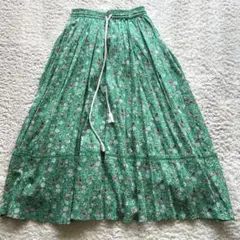 花柄 フレアスカート グリーンコットン beams heart クリーニング済みのサムネイル
