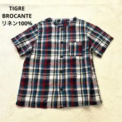 TIGREティグルブロカンテ　リネン　バンドカラー　チェック　シャツのサムネイル