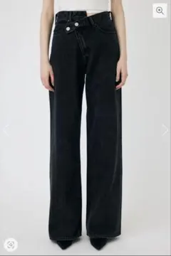 MOUSSY クロスウエストワイドストレート ブラック 0