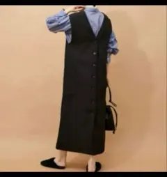 アダムエロペ 2WAYジャンパースカート チャコール　焦茶