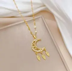 サージカルステンレス 【大人気】ムーン月ドリームキャッチャー✨ネックレス