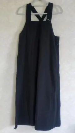 黒 サロペット ワンピース ロング丈 オールインワン ブラック