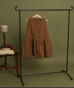 ブラウン チェック柄 ノースリーブワンピース