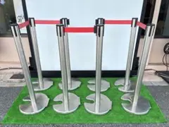 移動ローラー付ベルトパーテーションポールスタンド8本セット 引き取り