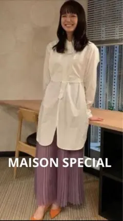 MAISON SPECIAL❣️ホワイト ノーカラーロング長袖シャツのサムネイル