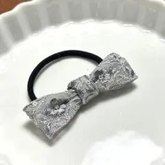 リボン　ヘアアクセ　ハンドメイド　⑤ブルーグレー