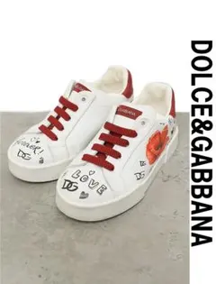 X457 DOLCE&GABBANA キッズスニーカー 花柄 レザー イタリア製のサムネイル