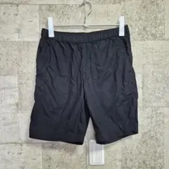 メンズ ショートパンツ 黒 ハーフパンツ ウエストゴム紐 調節可コットン系 無地