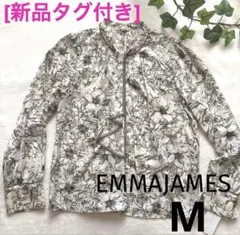 [新品]EMMAJAMES ボタニカル柄 花柄ブラウス リボンタイ付 白 M長袖のサムネイル