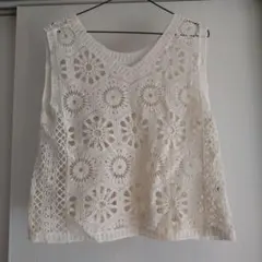 UNITED ARROWS フラワーレースノースリーブニットベスト M（新品）