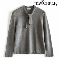 美品♡ 大きいサイズ♡ ニューヨーカー 上品♡ フリル襟 ボウタイ ニット