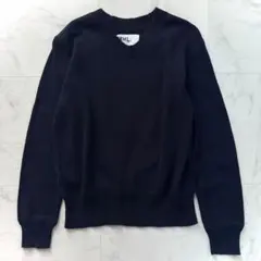 美品　MHL　リネンコットン　クルーネック　ニット　長袖　ネイビー　Ⅱ