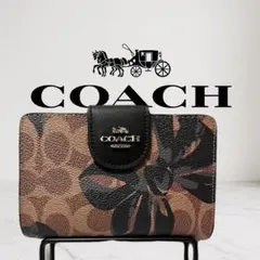 COACH 二つ折り財布 cz340ブラックリボン　アウトレット品