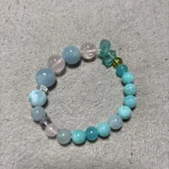 ハンドメイド 天然石ミックス マーメイド ガラスビーズブレスレット