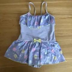 女の子用ワンピース水着 紫色 フリル付き130㎝
