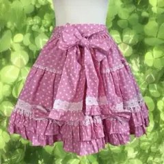 Angelic Pretty ロリータ リボン付き ピンク 水玉 フリルスカートのサムネイル