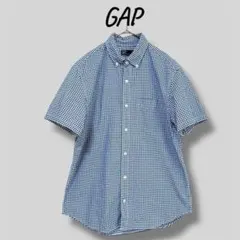 美品　GAP ギャップ　半袖シャツ　チェック柄　コットン100% 青　M