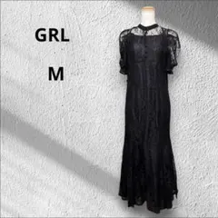 グレイル　レース半袖ワンピース　ロング　パーティー　ドレス　M 黒