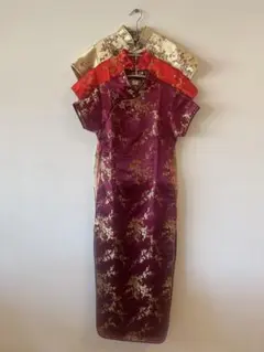 【3点セット】チャイナドレス Sサイズ 花柄 コスプレ パーティー イベント