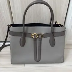 ケイトスペード 2WAYトートバッグ ショルダーバッグ 斜め掛け レザー グレー