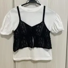 レースビスチェ付きカジュアルTシャツ 140