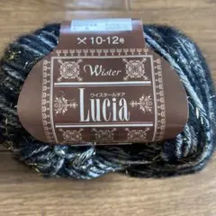 Wister Lucia 毛糸 10-12号 黒・金色のラメ入り5個