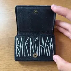 バレンシアガ グラフィティ ペーパーミニウォレット ブラック