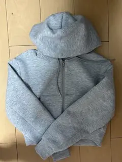 グレー フルジップ フード付きパーカー