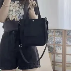 【新品未使用】トートバッグ ショルダーストラップ付き シンプル 黒 無地