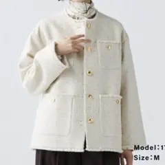 美品 PLST プラステ ツイードノーカラージャケット（ラメ糸入り） S 白