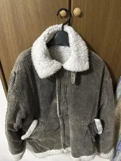 古着 90s 太畝 コーデュロイ ボアジャケット グレー メンズM 雰囲気系