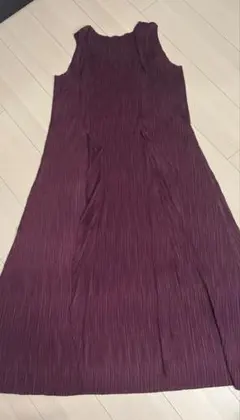 PLEATS PLEASE ノースリーブ ワンピース ボルドー サイズ3 - メルカリ